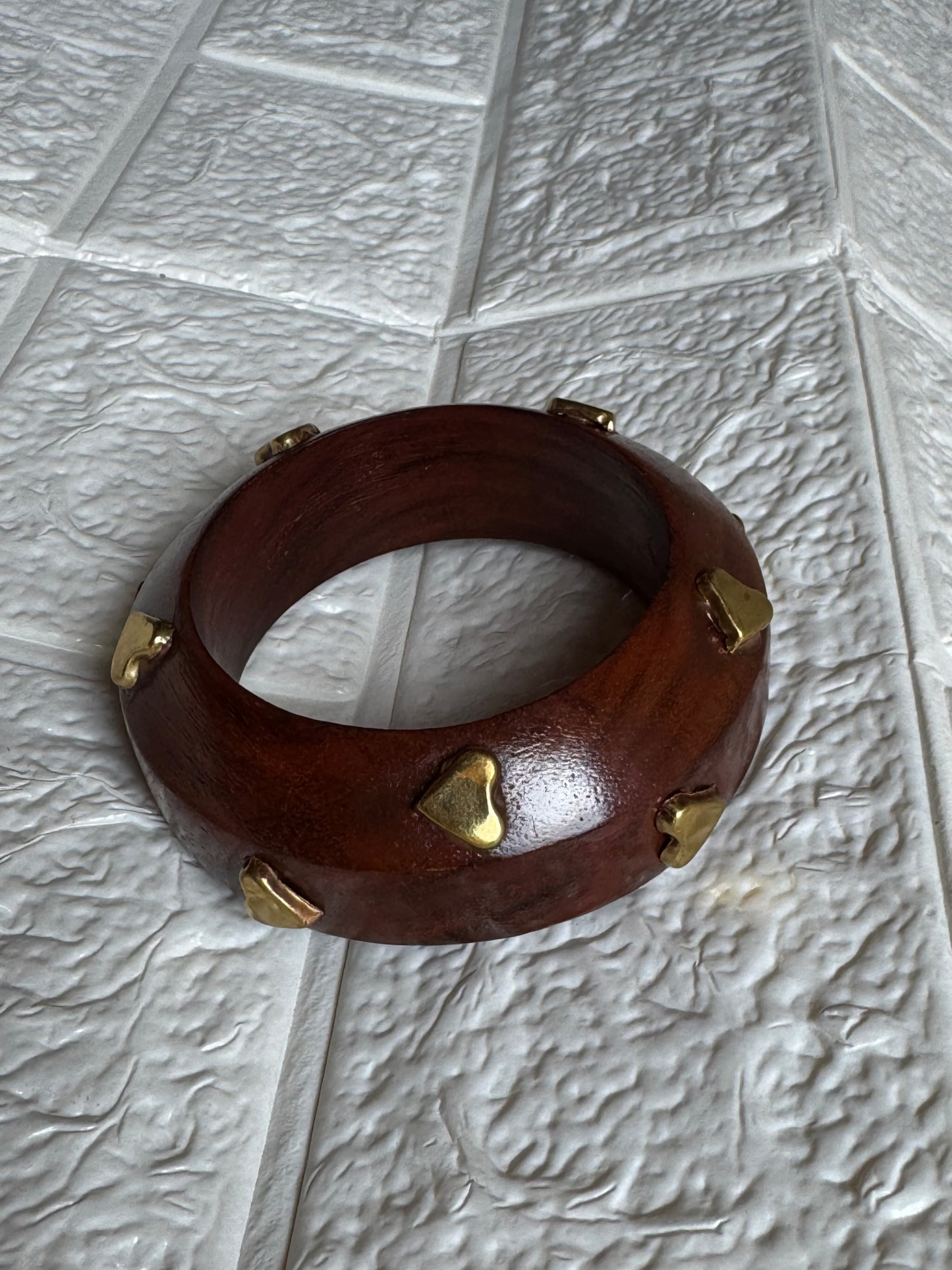Heart Studded Wooden Bangle