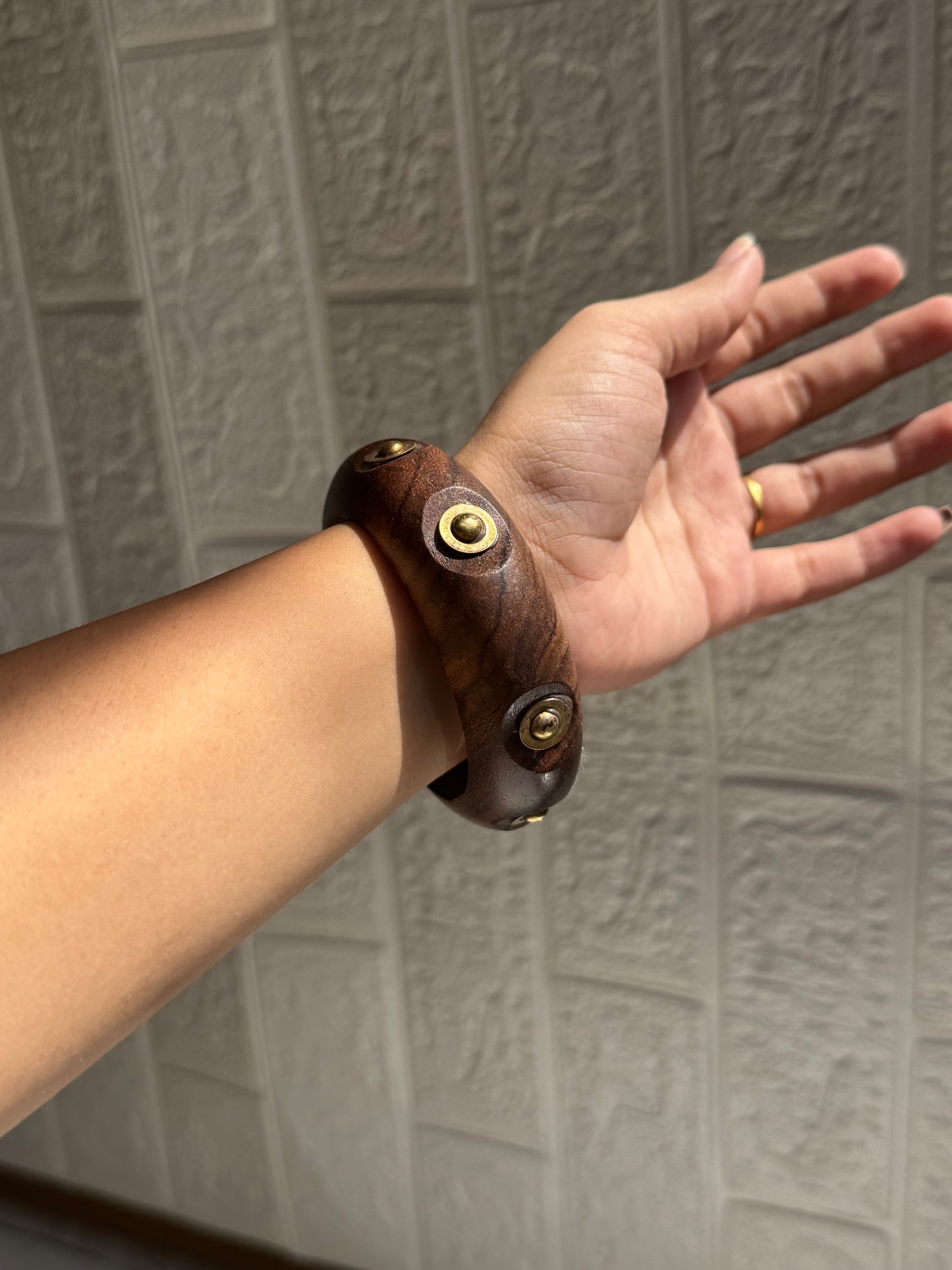 Golden Bolt Wooden Bangle