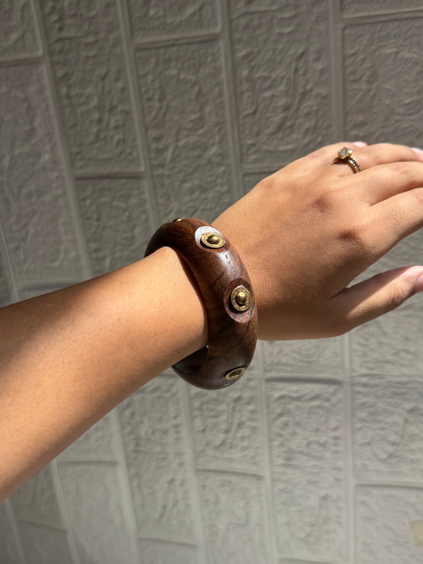 Golden Bolt Wooden Bangle