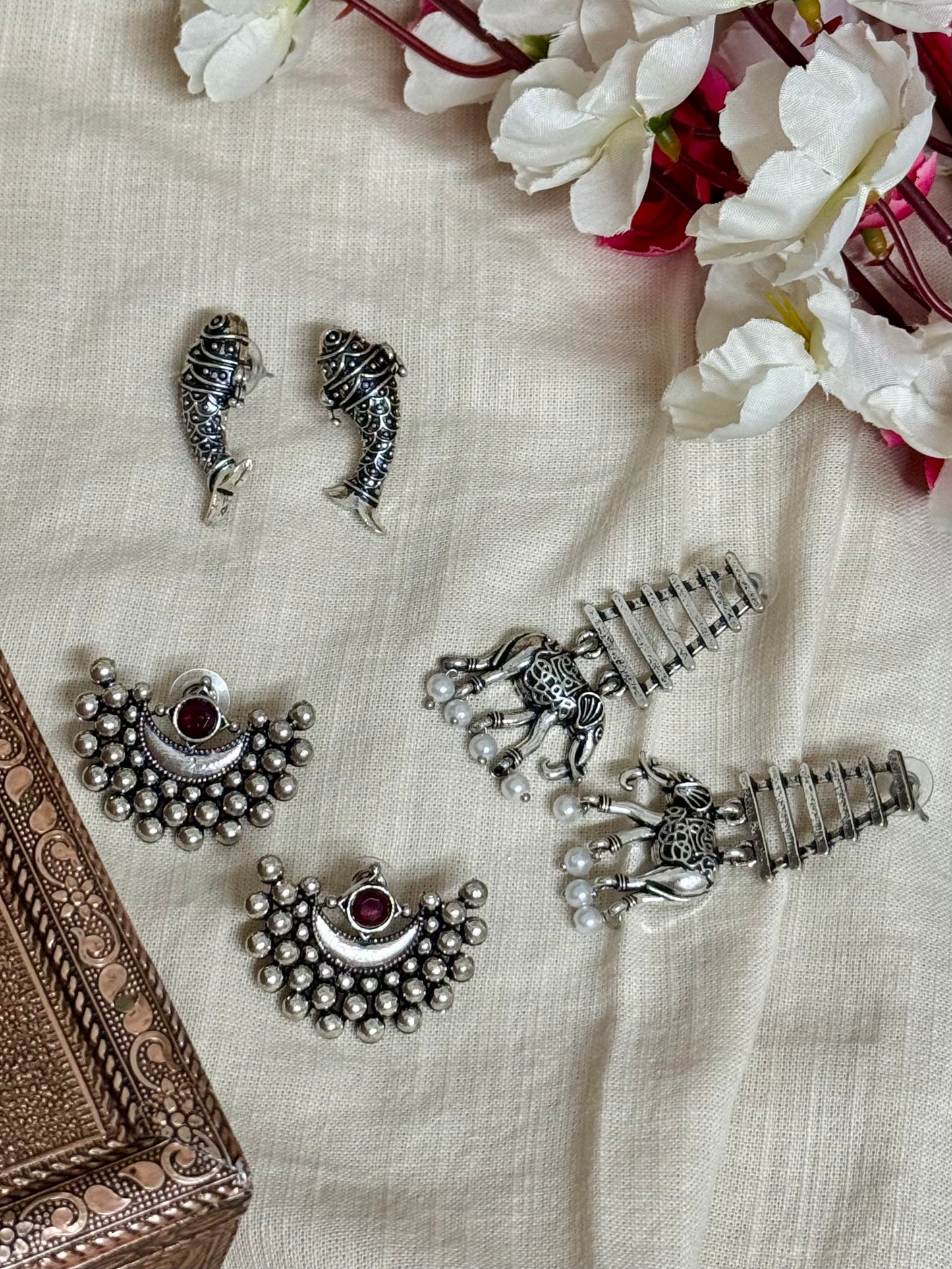 Aarohi – Silver Earring Trio
