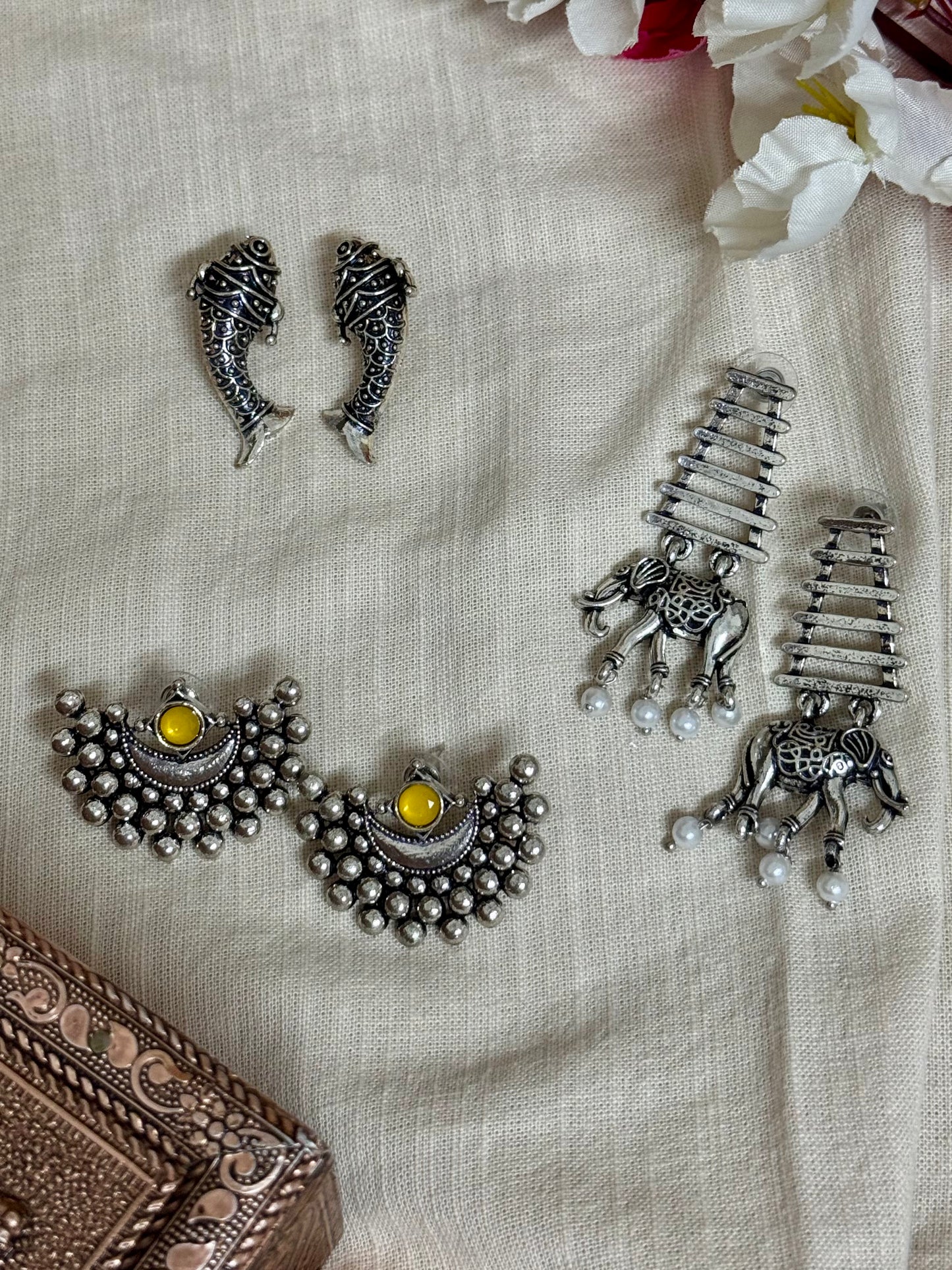 Aarohi – Silver Earring Trio
