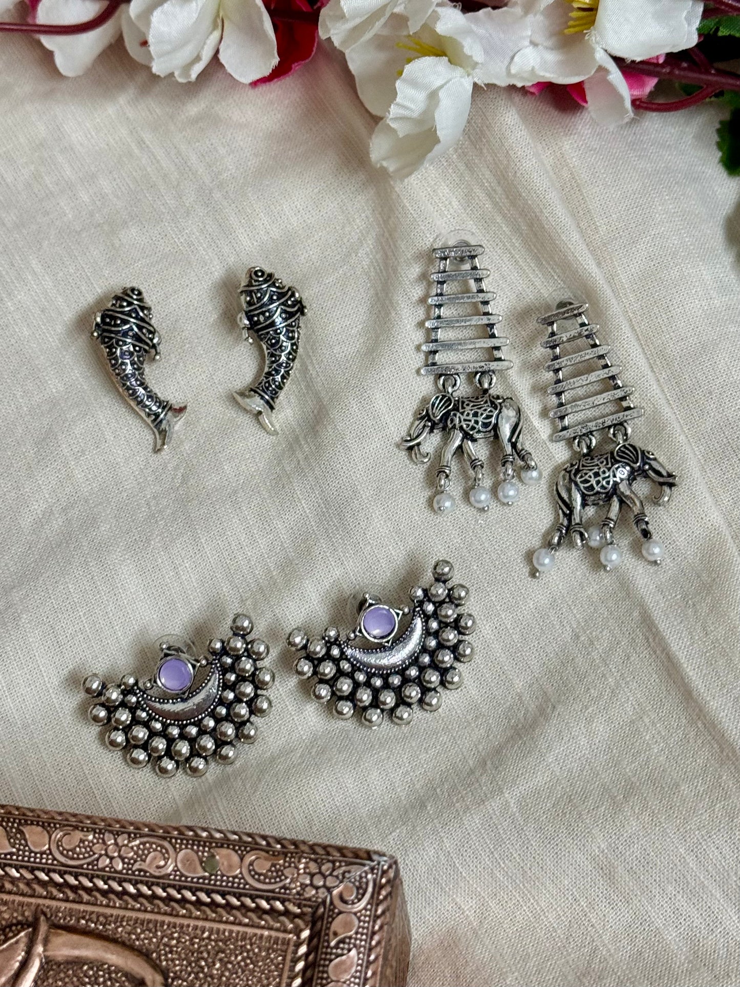 Aarohi – Silver Earring Trio