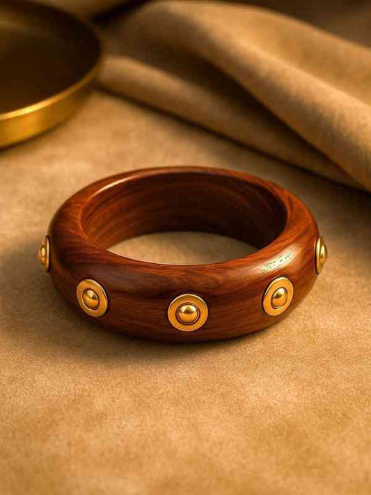 Golden Bolt Wooden Bangle