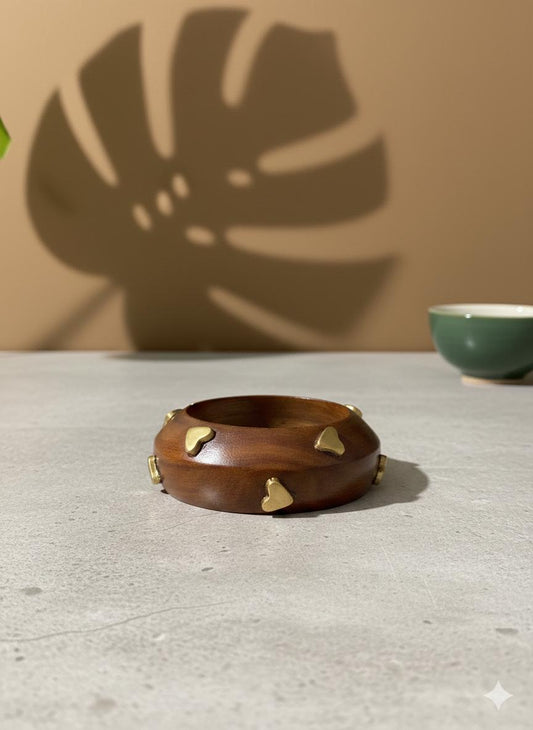 Heart Studded Wooden Bangle