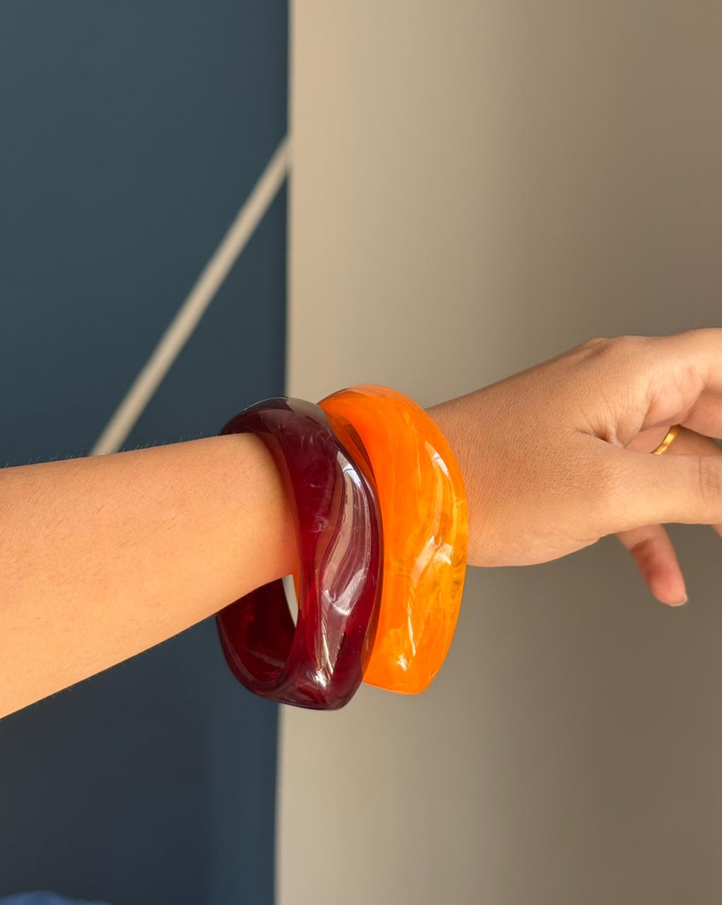 Red & Orange Resin Bangle Stack